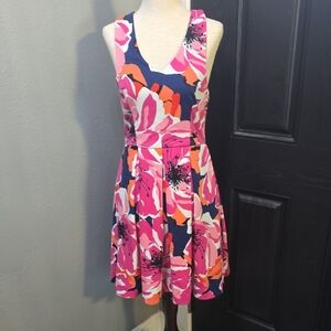 Trina Turk Pink Scoop Neck Fit and Flare Mini Dress